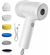 Electric Spin Scrubber - Cordless IPX7 Waterproof Shower Scrubber with 2 Speed Settings and 6 Rep...