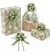 HUIHUANG Sage Green Bows for Gift Wrapping 12 PCS Satin Pull Bows 4 inch Dusty Sage Gift Bow for ...