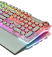 RK ROYAL KLUDGE X108 Typewriter Style Mechanical Keyboard, Wired Gaming Keyboard 108 Keys RGB Bac...