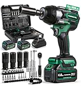 PAOWAFOL 2026 Upgrade Impact Wrench 665 Ft-lbs(900N.m) 2200IPM, 1/2 Impact Gun with 21V 2x4.0AH B...