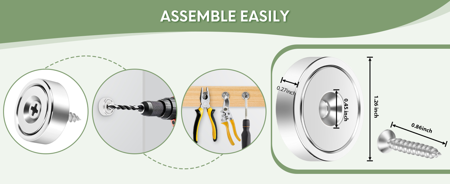 It is extremely simple to install a Neosmuk magnet with screw