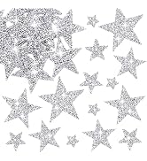 50 Pieces 5 Sizes Star Patches Iron on Appliques Rhinestone for Clothing Jeans Repair DIY Craft
