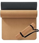 Premium Cork Yoga Mat 1/4 &amp; 2/5 Inch Thick 72 x 26 in, Thick Cork and TPE Non Slip Yoga Mats for ...