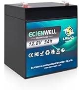 12V 5Ah Lithium LiFePO4 Battery, ECIENWELL 3000+ Deep Cycle Battery Built in 7A BMS, 12 Volt Rech...
