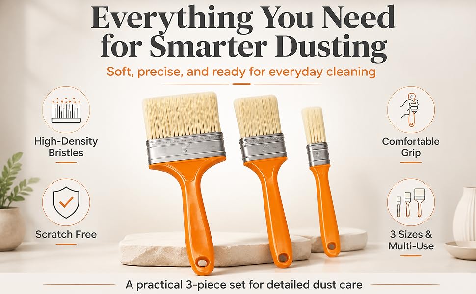 3 Pack orange Microfiber Duster Brush 4