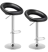COSTWAY Bar Stools, Set of 2 Modern Swivel Adjustable Barstool, PU Leather Backless Stools, with ...