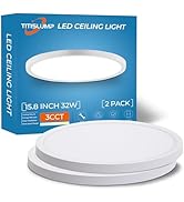 TITISLUMP LED Flush Mount Ceiling Light Fixture, 15.8 Inch, 32W, 3000K/4000K/5000K Color Selectab...