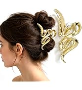 Gold Pearl Hair Claw Clips for Women, Large Non-Slip Strong Hold Hair Clips, Elegant Metal Hair J...
