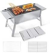 FIRINER Foldable Portable Charcoal Grill, Small Compact Outdoor BBQ Grill for Camping, Backyard, ...