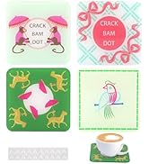 4 Pack Acrylic Mahjong Coasters Set with Self-Adhesive Silicone Pads 3.94 x 3.94'' Mahjong Discar...