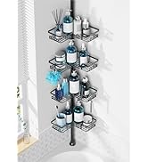 ZUNTO Tension Pole Shower Caddy Corner for Bathroom, Adjustable 25in-114in Floor to Ceiling, Stan...