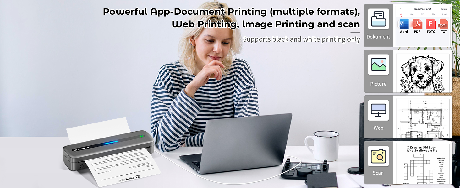 Wireless Inkless Thermal Printer
