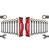 WORKPRO 16-piece SAE/Metric Ratcheting Combination Wrench Set, Flex Head Combination Wrench, 9-17...