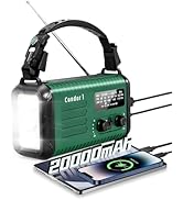 Emergency Crank Radio, 20000mAh / 74000mWh Weather Radio, Solar Hand Crank Radio with NOAA/AM/FM,...