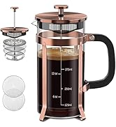French Press Coffee Maker 304 Stainless Steel French Press with 4 Filter, Heat Resistant Durable,...