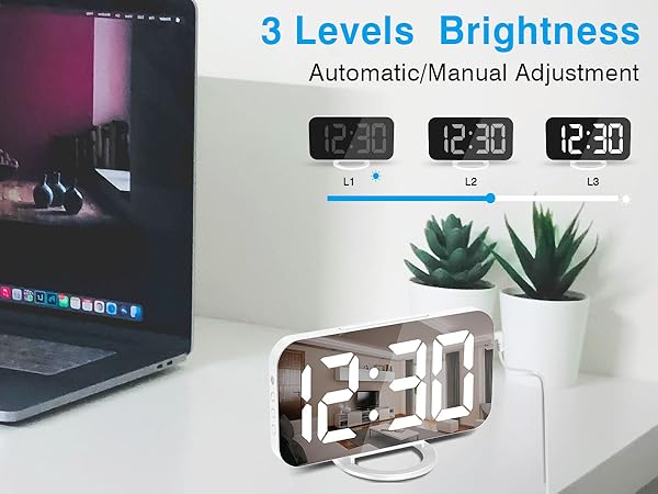 led mirror clock