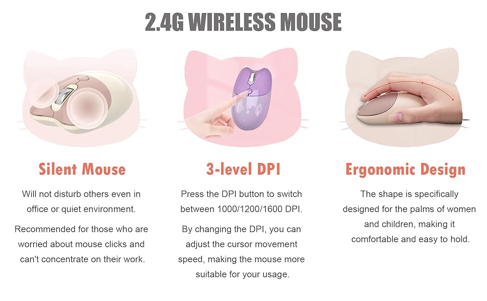 CUTE WIRELESS KEYBOARD AND MOUSE SET