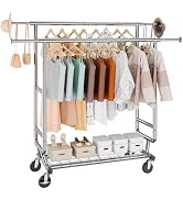 VEVOR Clothes Rack, Rolling Clothing Garment Rack, Extendable Carbon Steel Clothing Racks with Wh...