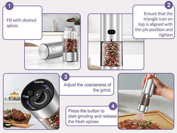 Electric Salt and Pepper Grinder Set