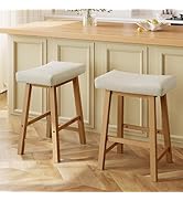 Yaheetech 24 Inch Counter Height Bar Stools Set of 2, Backless Saddle Stool Chair for Kitchen Cou...