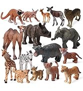 16pcs Baby Safari Animals Figures Realistic Wildlife Creatures Figurines Baby Animals African Jun...