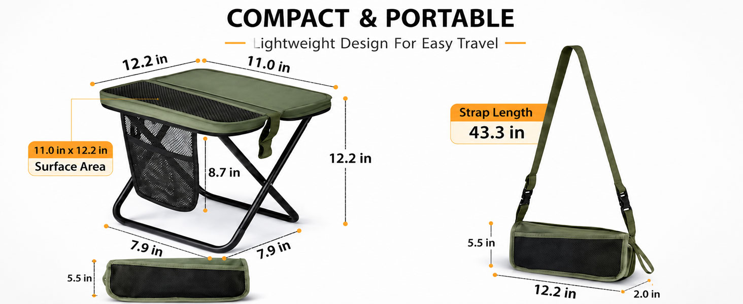 foldable backpack stool 500 lbs