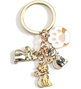 SHTALHST Cute Cat Keychain Womens Kitten Keycharm with Paw Print Charm Cat Lover Gift for Women C...