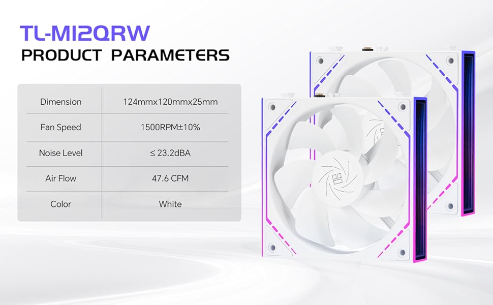 TL-M12QRW White Reverse Daisy Chain Case Fans