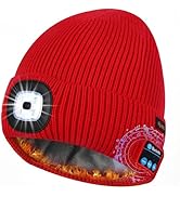 Bluetooth LED Beanie, Fleece Lined Winter Warm Music Hat with Light and Speaker Mic Headphones,Gi...