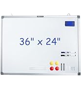 M&amp;G White Board Dry Erase Board 36" x 24" Magnetic Whiteboard for Wall, 2 Markers &amp; 4 Magnets &amp; 1...
