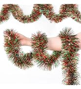 EverMerry Christmas Garland, 50 ft Tinsel Garland Christmas Decorations, Metallic Outdoor Christm...