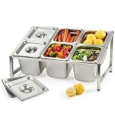 CURTA Expandable 18/8 Stainless Steel Spice Rack Set, NSF Certified, 2-Tier Inclined Organizer Sh...