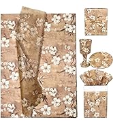 LIAPAWPAW Vintage Tan Almond Flower Pattern Tissue Paper, 30 Sheets, 20 x 14 inches