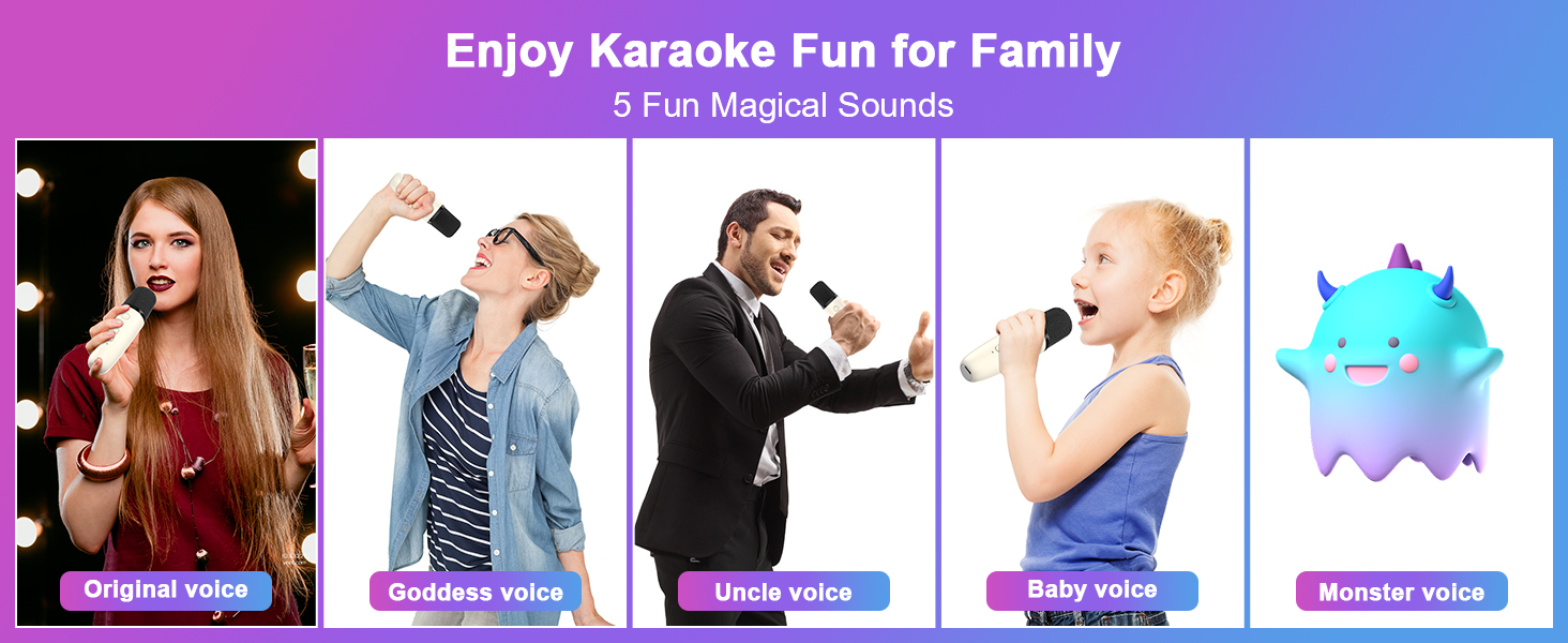 Mini Karaoke Machine, Bluetooth Karaoke Speaker with 2 Wireless Microphones