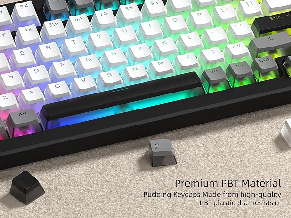 PBT Shine Through Keycaps for mechanical keyboard, Pudding Keycaps 60% 75% 100% Keyboard
