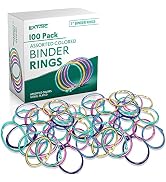 Binder Rings 1 Inch (100 Pack) Metal Book Rings – Assorted Colors - Heavy Duty Steel Rings for In...