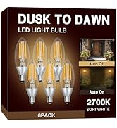 UNILAMP Dusk to Dawn Light Bulbs, Outdoor Candelabra Light Bulbs, 5W Equivalent 40W, 2700K Soft W...