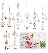 SUNNYCLUE 1 Box DIY 189Pcs 8 Sets Phone Charm Strap Making Kit Cherry Charms Bulk Acrylic Bowknot...