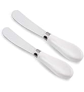 ONTUBE Butter Knife Set of 2, Stainless Steel Blade with Porcelain Handle,5.9-Inch Big Circle White