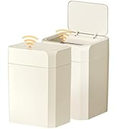 ELPHECO 2 Pack 3.5 Gallon Bathroom Trash Can with Lid Motion Sensor Slim Garbage Can Waterproof S...