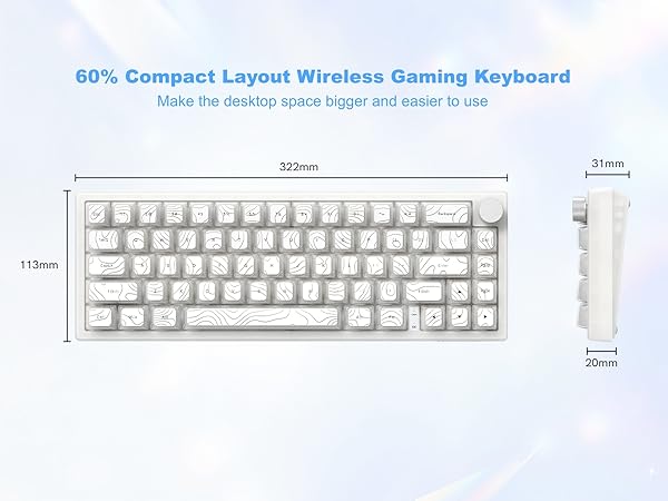 Wireless Mechanical Keyboard, 60% Percent Creamy Keyboard