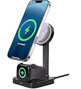 Esoulk 2-in-1 Magnetic Wireless Charging Stand for iPhone and Apple Watch, 15W Phone/3W Watch Cha...