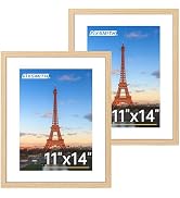 FIXSMITH 11x14 Picture Frame 2 Pack, Photo Frame with HD Plexiglass, Display Pictures 8x10 with M...
