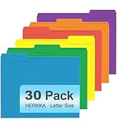 File Folder, HERKKA 30 Pack 1/3 Cut Tab File Folders, Colored File Folders Designed for Office an...
