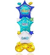62" Father's Day Balloon - DAD Foil Standing Balloon, Reusable Blue &amp; Gold Father's Day Balloon D...