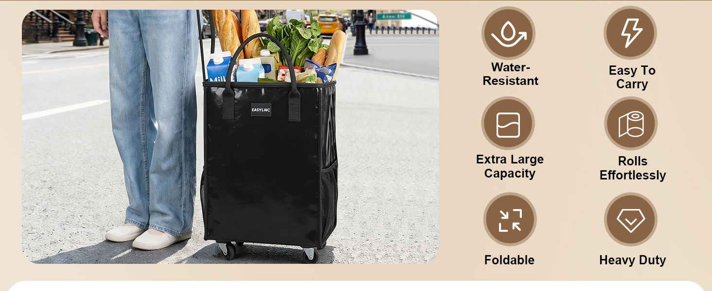 rolling tote reusable grocery bag on wheels bag on wheels rolling tote with wheels and handle
