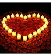 SupBri 1000 Pieces Artificial Rose Petals with 24 Pack LED Tea Lights Candle, Flameless Battery O...