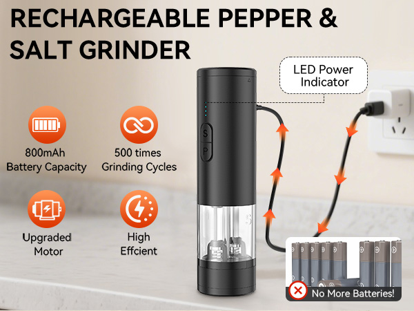 rechargeable salt and pepper grinder set