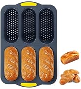 Obsoorth Silicone Baguette Bread Pan Non-stick &amp; Heat-resistance Silicone Bread Loaf Pan Porous H...
