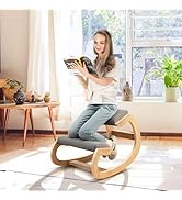 Giantex Ergonomic Kneeling Desk Chair, Rocking Knee Chair with Cushion &amp; Solid Wood Frame, Natura...